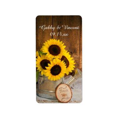 Sunflowers Garden Watering Can Wedding Thank You Label