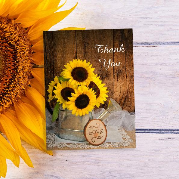 Sunflowers Garden Watering Can Wedding Thank You PostInvitations