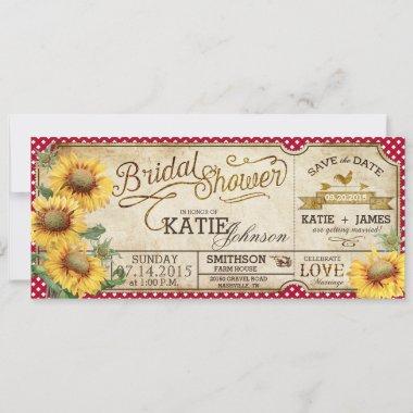 Sunflowers Gingham Country Picnic Bridal Shower Save The Date