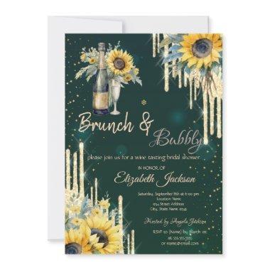 Sunflowers Glass Drips Brunch & Bubbly Invitations