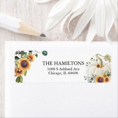 Sunflowers Greenery White Pumpkin Label