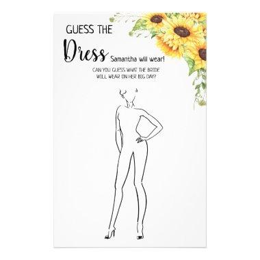 Sunflowers Guess the Dress Bridal Shower Game Invitations Flyer