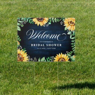 Sunflowers gypsophila Navy  Welcome Sign