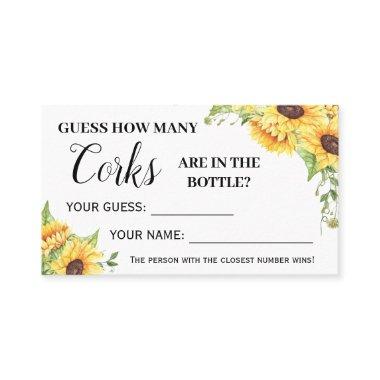 Sunflowers How many Corks Bridal Shower game Invitations