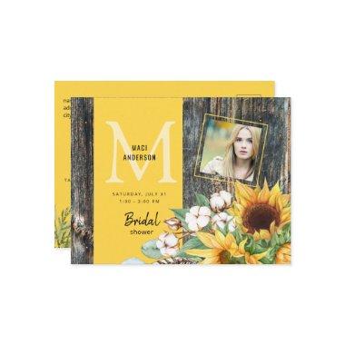 Sunflowers in Bloom Rustic Photo Bridal Shower Invitation PostInvitations