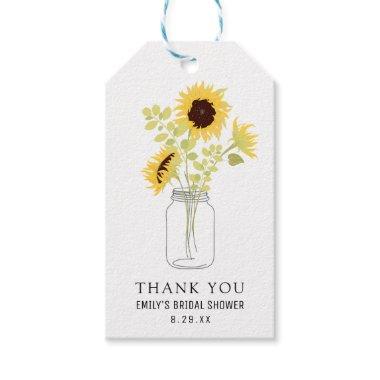 Sunflowers in Mason Jar Bridal Shower Thank You Gift Tags