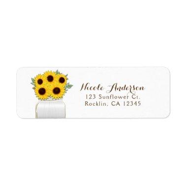 Sunflowers in Mason Jar Rustic Chic Bridal Shower Label
