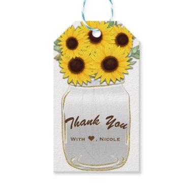 Sunflowers in Mason Jar Rustic Chic Country Favor Gift Tags