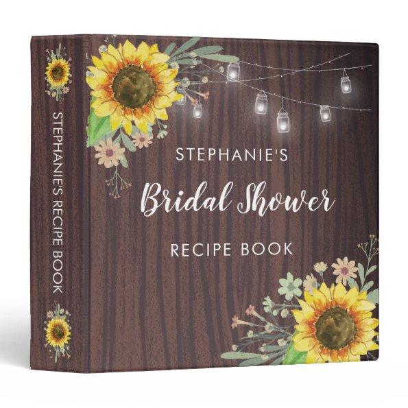 Sunflowers Jar Lights Wood Bridal Shower Recipe 3 Ring Binder