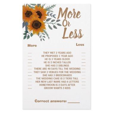 Sunflowers More or Less Couples Shower Game  Flyer