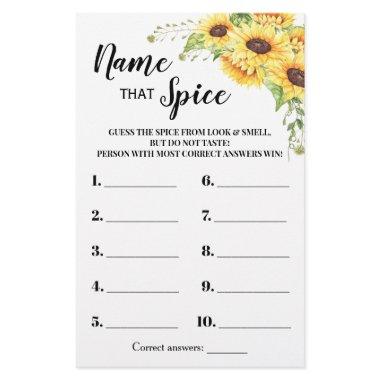 Sunflowers Name that Spice  Game  Flyer