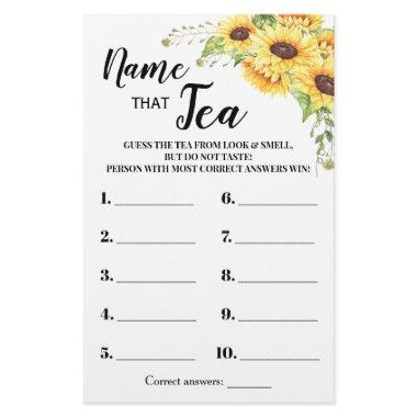 Sunflowers Name that Tea  Game  Flyer