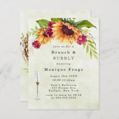 Sunflowers Pink Floral Brunch & Bubbly Invites