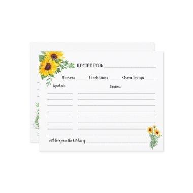 Sunflowers Recipe Invitations Bridal Shower