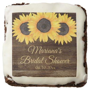 Sunflowers Rustic Fall Wood Bridal Shower Brownie