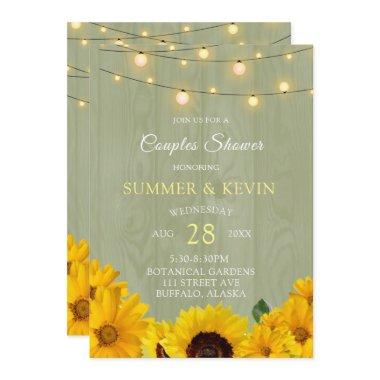 Sunflowers Sage Wood String Lights Couples Shower