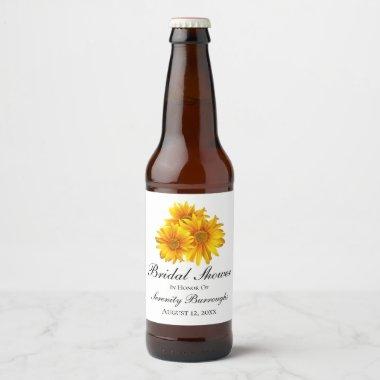 Sunflowers Summer Yellow Floral Bridal Shower Beer Bottle Label