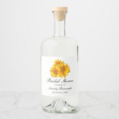 Sunflowers Summer Yellow Floral Bridal Shower Liquor Bottle Label