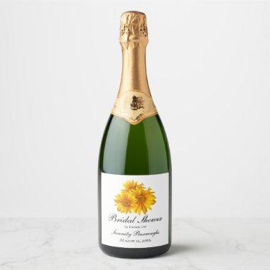 Sunflowers Summer Yellow Floral Bridal Shower Sparkling Wine Label