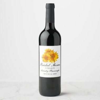 Sunflowers Summer Yellow Floral Bridal Shower Wine Label
