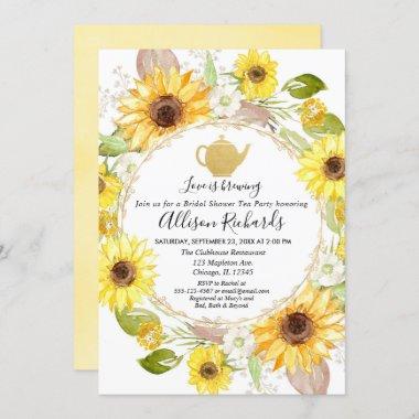 Sunflowers Tea party bridal shower Invitations