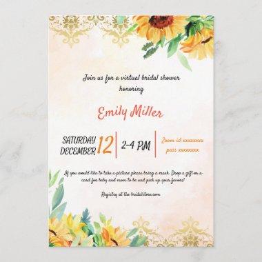 Sunflowers virtual bridal shower Invitations
