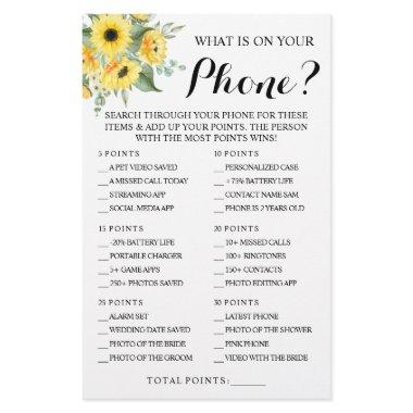 Sunflowers What is on your Phone Shower Game  Flyer