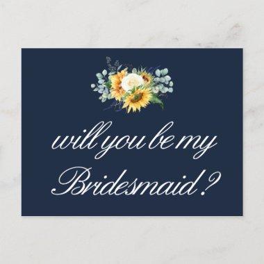sunflowers will you be my Bridesmaid Invitations