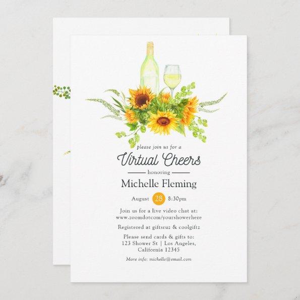 Sunflowers Wine Tasting Virtual Bridal Shower Invi Invitations
