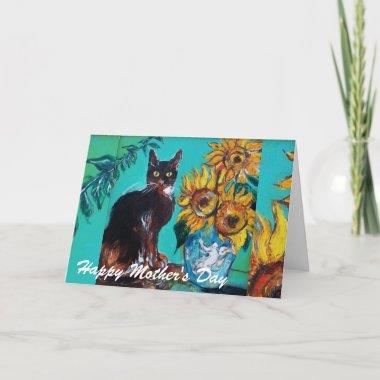 SUNFLOWERS WITH BLACK CAT / Mother's Day Invitations