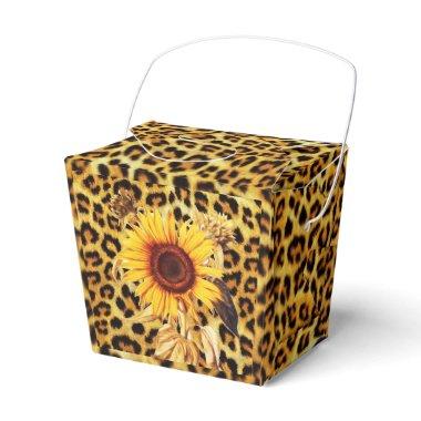 SUNFLOWERS WITH LEOPARD FUR BOW SUMMER PARTY FAVOR BOXES