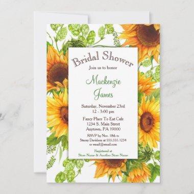 Sunflowers Yellow Floral Bridal Shower Invitations