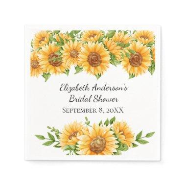 Sunflowers Yellow Floral Rustic Bridal Shower Napkins