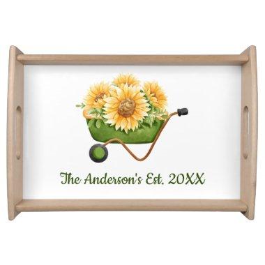 Sunflowers Yellow Floral Rustic Country Watercolor Serving Tray