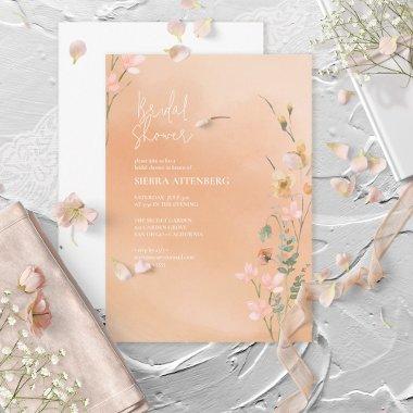 Sunny Wildflower Bridal Shower Peach ID1023 Invitations