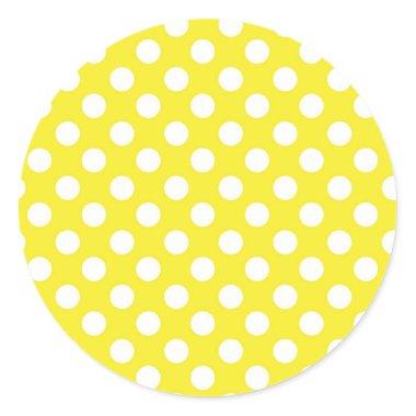 Sunny Yellow & White Polka Dots Birthday Party Classic Round Sticker