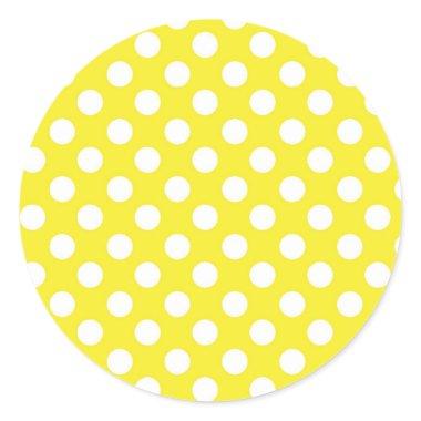 Sunny Yellow & White Polka Dots Birthday Party Classic Round Sticker