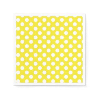 Sunny Yellow & White Polka Dots Birthday Party Napkins