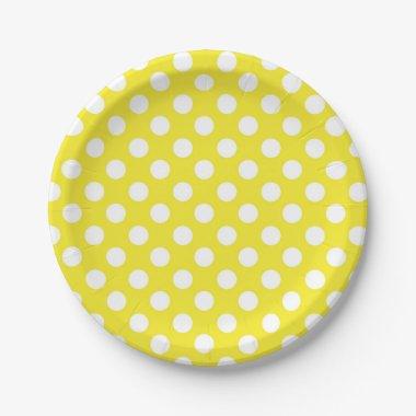 Sunny Yellow & White Polka Dots Birthday Party Paper Plates