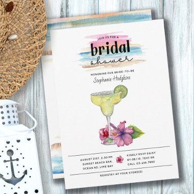 Sunset Beach Margarita and Hibiscus Bridal Shower Invitations