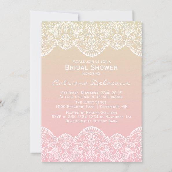 Sunset Ombre Lace Pattern Bridal Shower Invitations