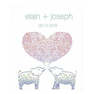 Super Cute & Sweet Elephant Heart Wedding Gift Poster