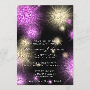 Surprise Birthday Party Sweet 16Glitter Pink Gold Invitations