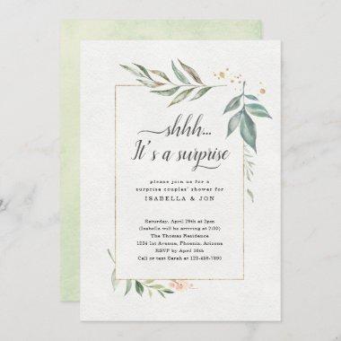 Surprise Couples' Wedding Shower Watercolor Floral Invitations