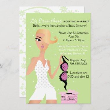 Surprise Lingerie Bridal Shower Sparkle Green Invitations