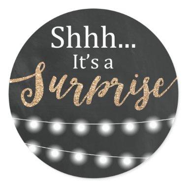 Surprise Party Celebration Glitter Classic Round Sticker