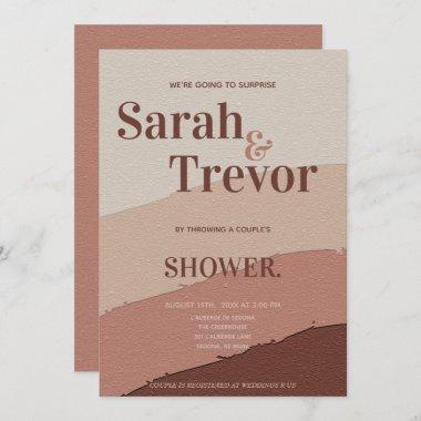 Surprise Typography Couple's Shower Dusty Rose Invitations