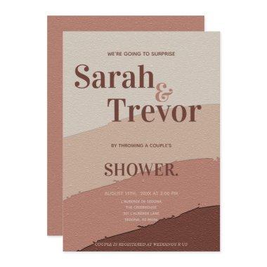 Surprise Typography Couple's Shower Dusty Rose Invitations