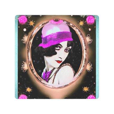 Surreal Vintage Pink Hat Flapper Metal Print