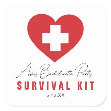 Survival Kit Personalized Favor Square Sticker